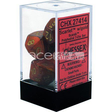 Chessex Scarab™ Polyhedral Scarlet™ 7pcs Dice (Gold) [CHX27414]-Chessex-Ace Cards &amp; Collectibles