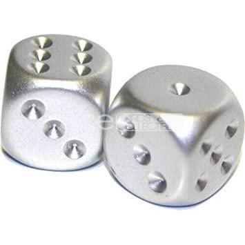 Chessex Silver Metallic Pair 16mm d6 2pcs Dice [CHX29007]-Chessex-Ace Cards &amp; Collectibles