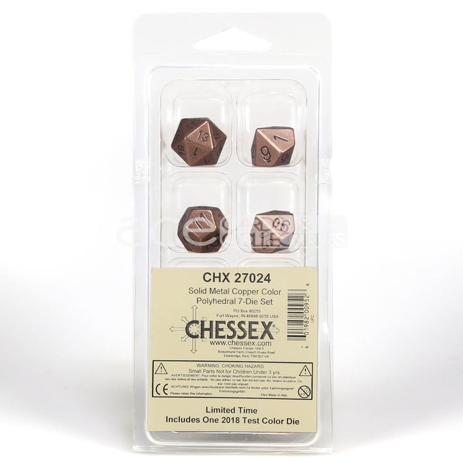 Chessex Solid Metal™ Polyhedral 7pcs Dice (Copper/Black) [CHX27024]-Chessex-Ace Cards & Collectibles