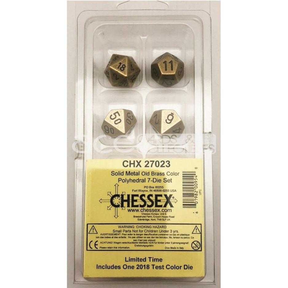 Chessex Solid Metal™ Polyhedral 7pcs Dice (Old Brass/Black) [CHX27023]-Chessex-Ace Cards &amp; Collectibles