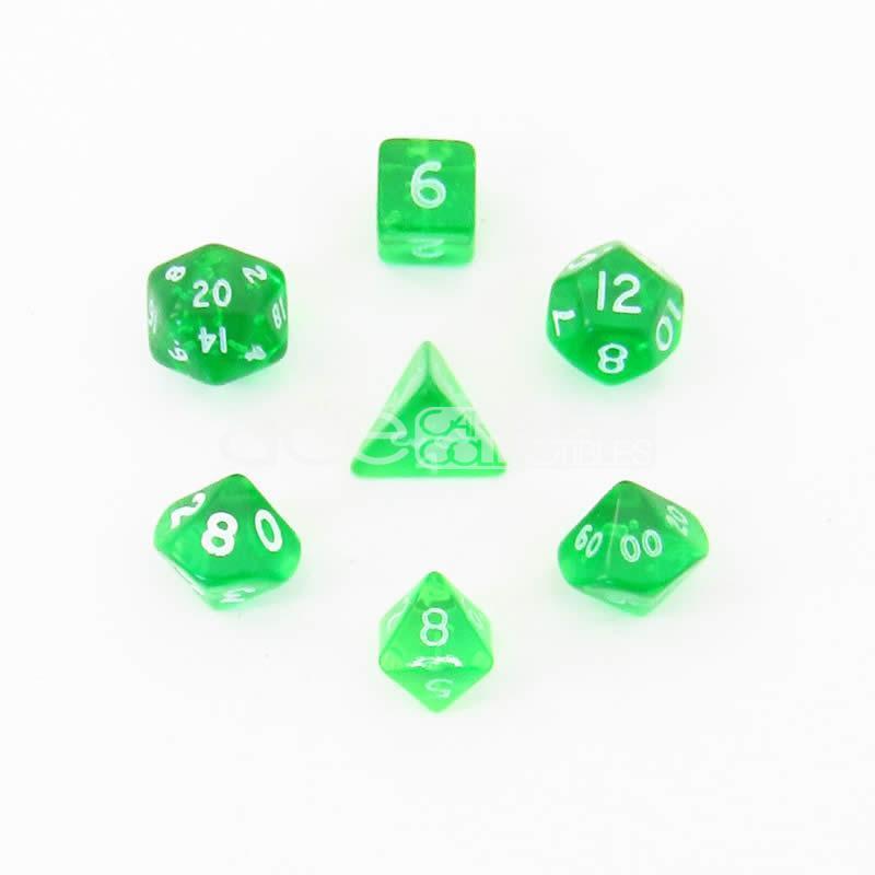 Chessex Trans Mini Polyhedral 7pcs Dice (Green/White) [CHX23055]-Chessex-Ace Cards &amp; Collectibles