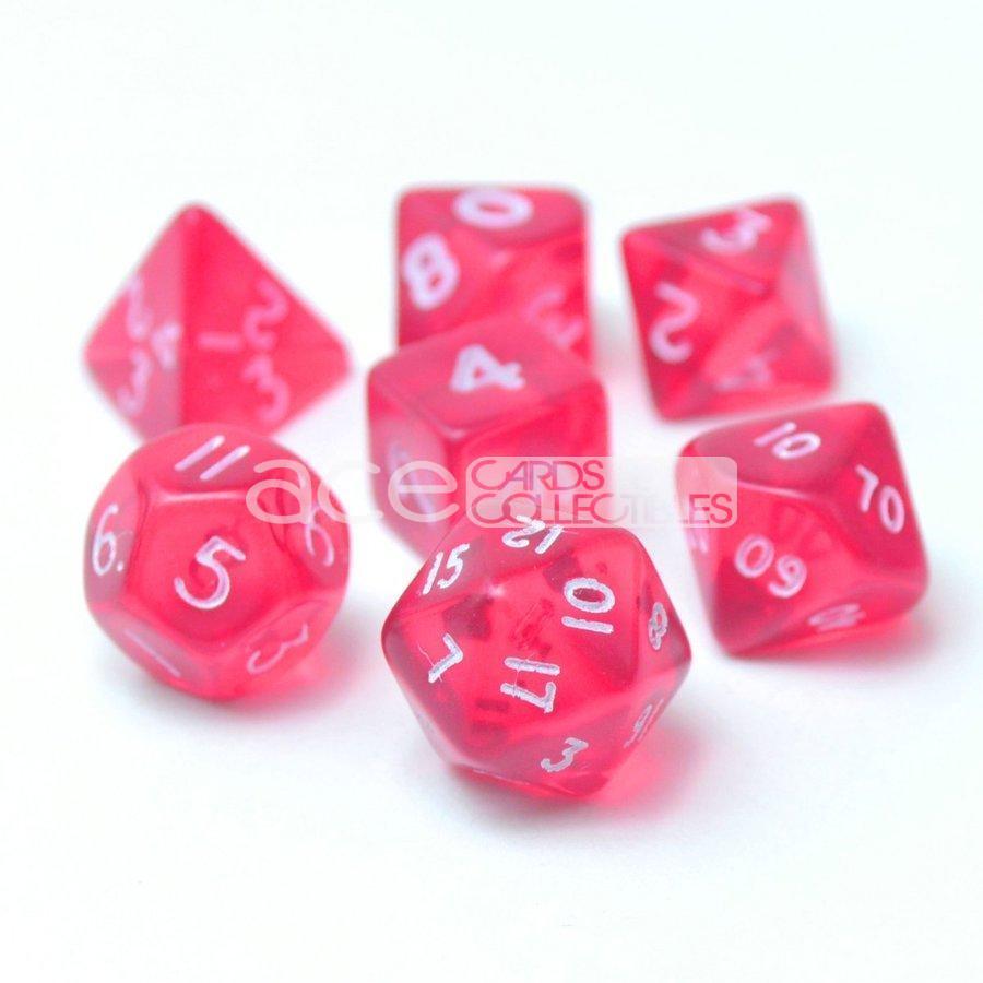 Chessex Trans Mini Polyhedral 7pcs Dice (Pink/White) [CHX23064]-Chessex-Ace Cards &amp; Collectibles