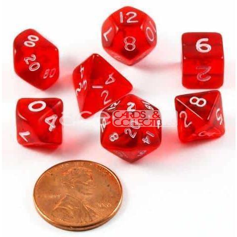 Chessex Trans Mini Polyhedral 7pcs Dice (Red/White) [CHX23054]-Chessex-Ace Cards &amp; Collectibles