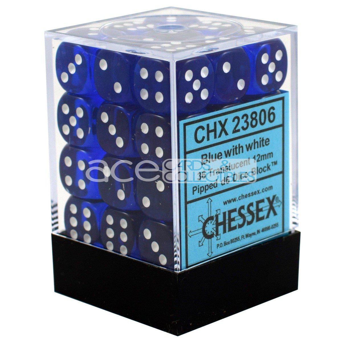 Chessex Translucent 12mm d6 36pcs Dice (Blue/White) [CHX23806]-Chessex-Ace Cards & Collectibles