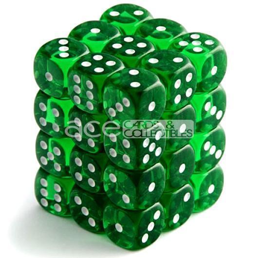 Chessex Translucent 12mm d6 36pcs Dice (Green/White) [CHX23805]-Chessex-Ace Cards &amp; Collectibles