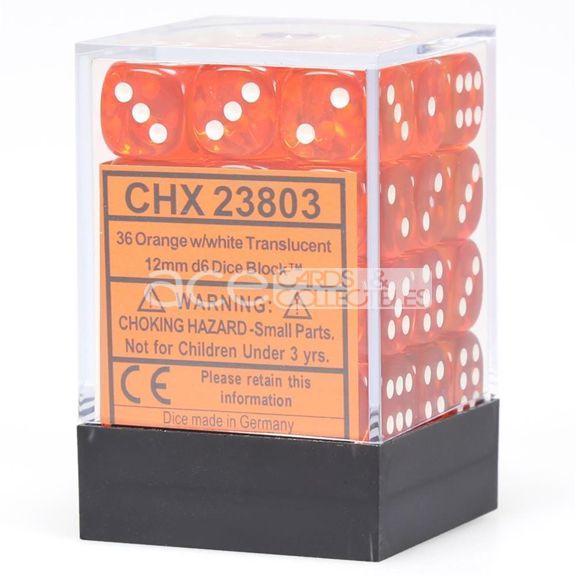 Chessex Translucent 12mm d6 36pcs Dice (Orange/White) [CHX23803]-Chessex-Ace Cards &amp; Collectibles