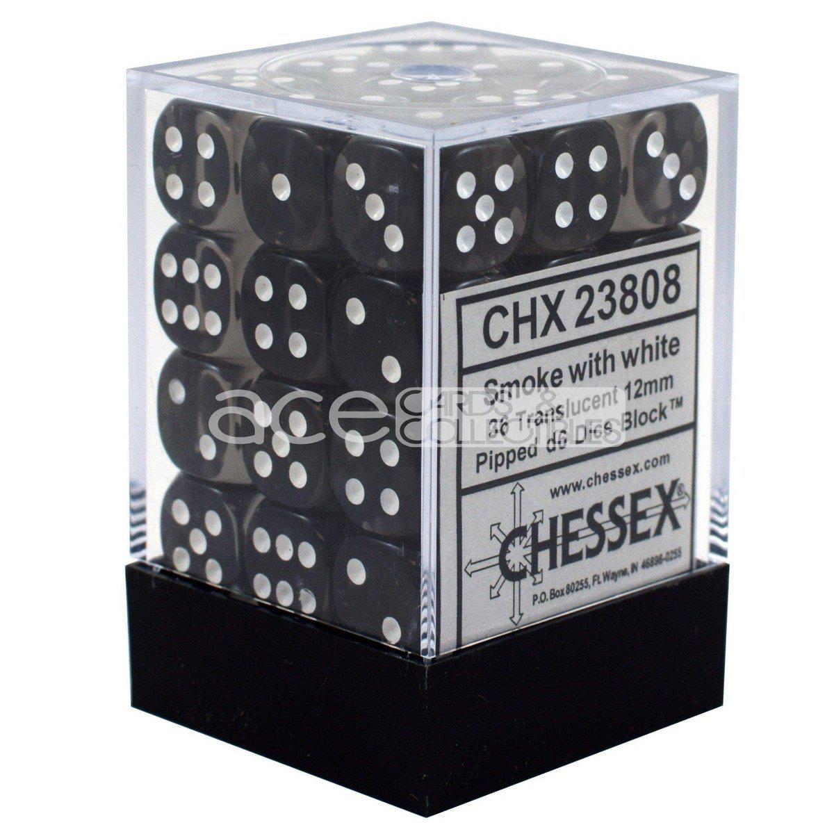 Chessex Translucent 12mm d6 36pcs Dice (Smoke/White) [CHX23808]-Chessex-Ace Cards & Collectibles