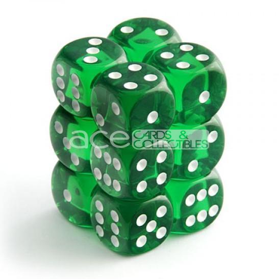 Chessex Translucent 16mm d6 12pcs Dice (Green/White) [CHX23605]-Chessex-Ace Cards & Collectibles