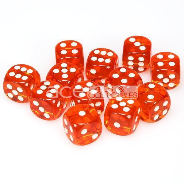 Chessex Translucent 16mm d6 12pcs Dice (Orange/White) [CHX23603]-Chessex-Ace Cards & Collectibles