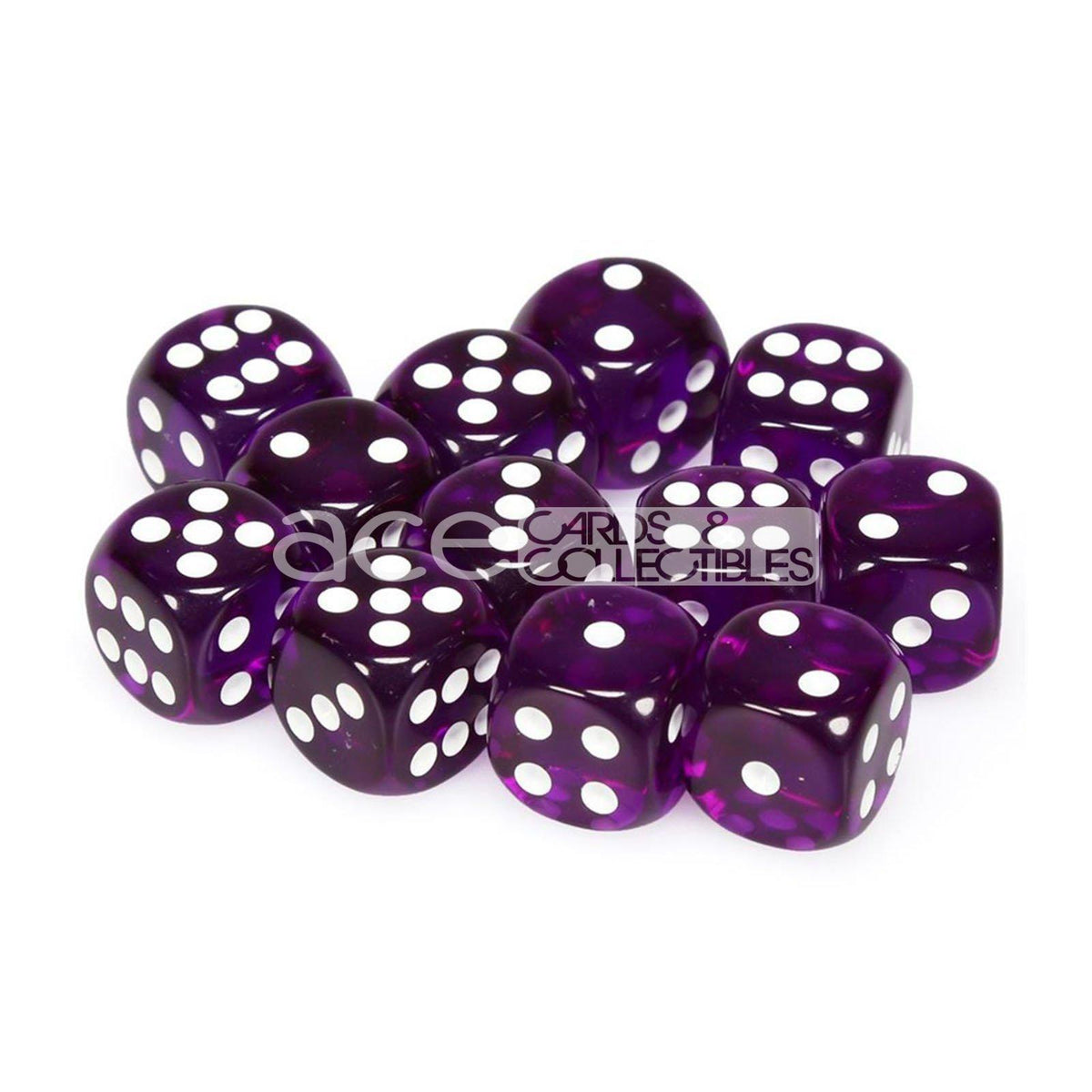 Chessex Translucent 16mm d6 12pcs Dice (Purple/White) [CHX23607]-Chessex-Ace Cards &amp; Collectibles