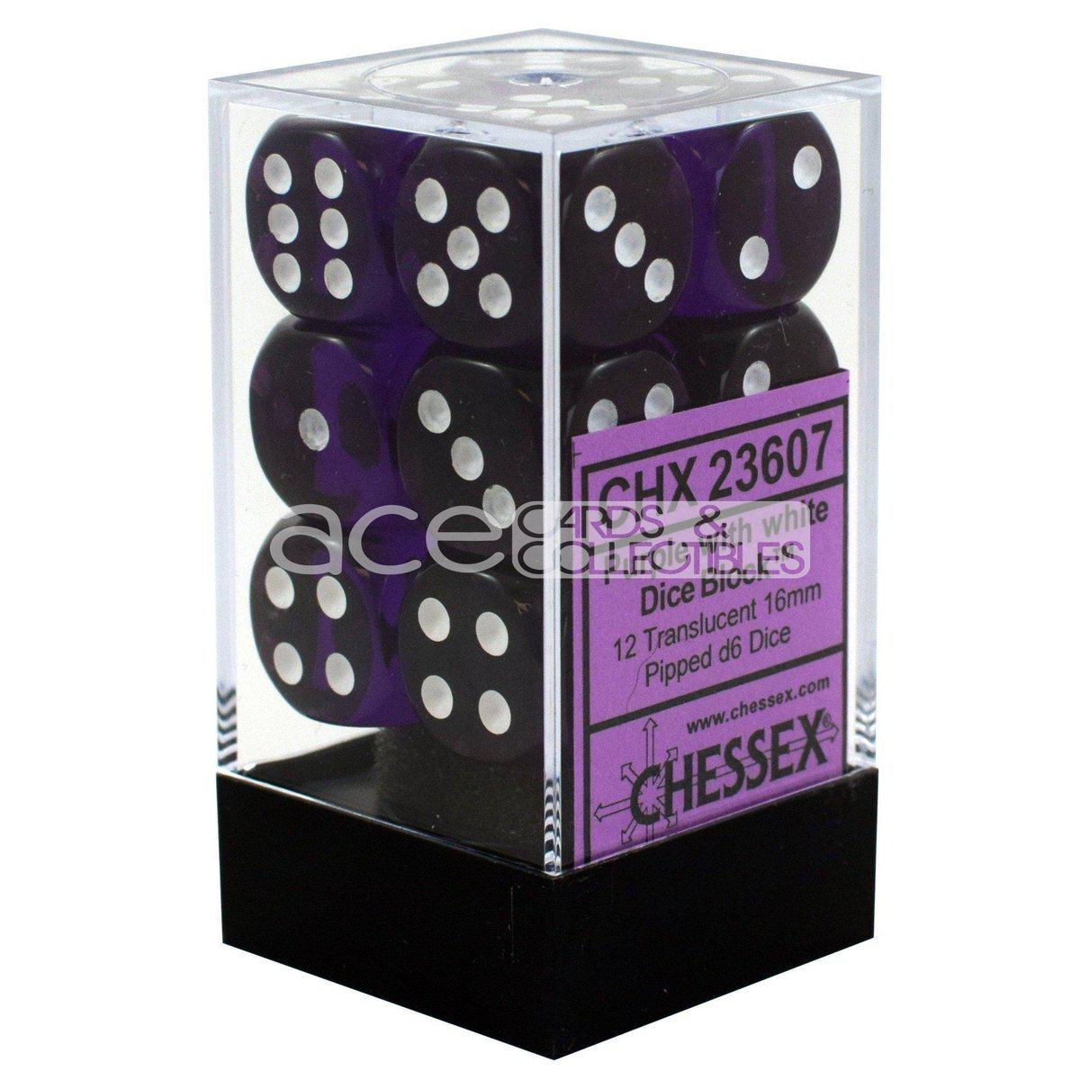 Chessex Translucent 16mm d6 12pcs Dice (Purple/White) [CHX23607]-Chessex-Ace Cards & Collectibles