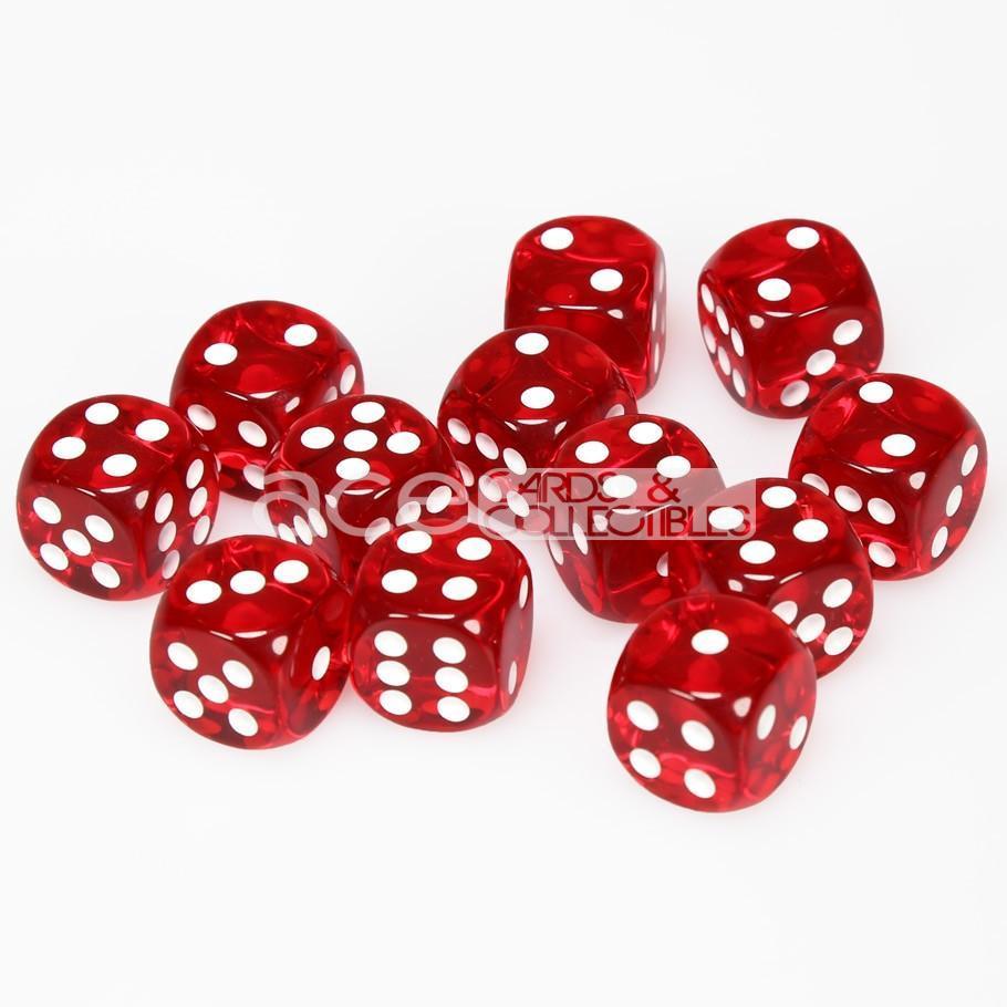 Chessex Translucent 16mm d6 12pcs Dice (Red/White) [CHX23604]-Chessex-Ace Cards &amp; Collectibles