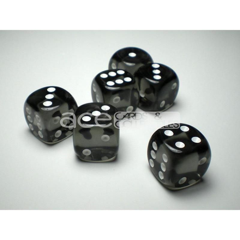 Chessex Translucent 16mm d6 12pcs Dice (Smoke/White) [CHX23608]-Chessex-Ace Cards &amp; Collectibles