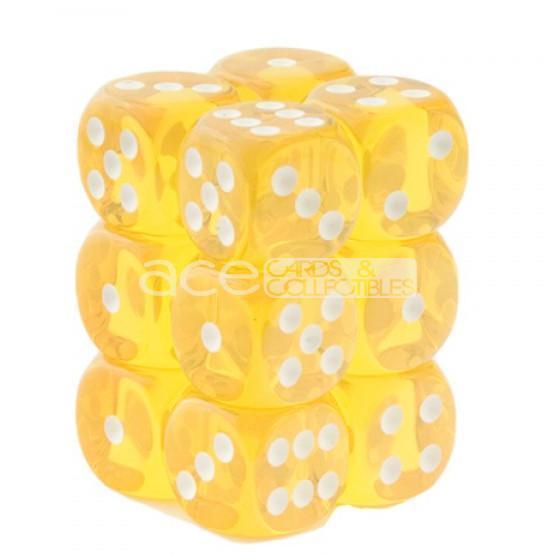 Chessex Translucent 16mm d6 12pcs Dice (Yellow/White) [CHX23602]-Chessex-Ace Cards & Collectibles
