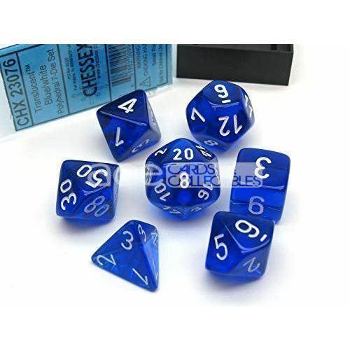 Chessex Translucent Polyhedral 7pcs Dice (Blue/White) [CHX23076]-Chessex-Ace Cards &amp; Collectibles