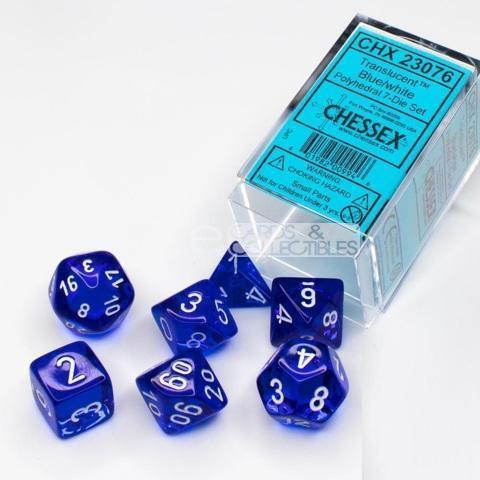 Chessex Translucent Polyhedral 7pcs Dice (Blue/White) [CHX23076]-Chessex-Ace Cards &amp; Collectibles