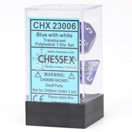 Chessex Translucent Polyhedral 7pcs Dice (Blue/White) [CHX23076]-Chessex-Ace Cards & Collectibles