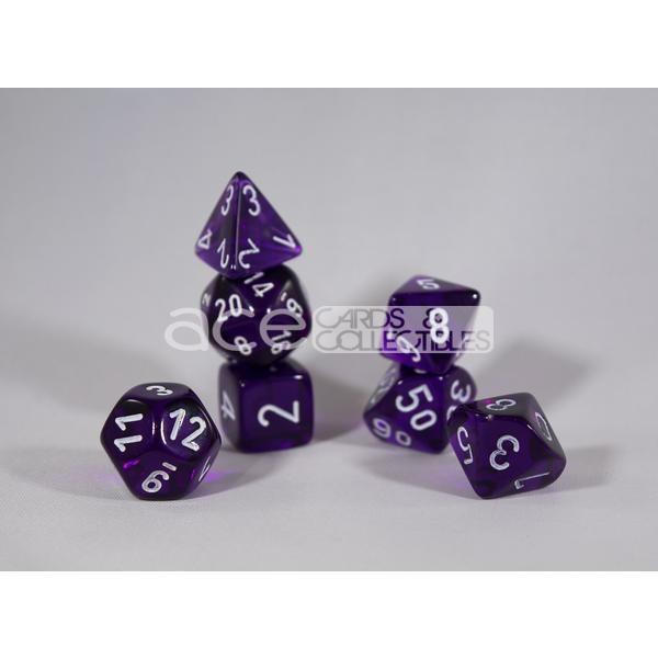 Chessex Translucent Polyhedral 7pcs Dice (Purple/White) [CHX23077]-Chessex-Ace Cards &amp; Collectibles