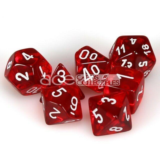 Chessex Translucent Polyhedral 7pcs Dice (Red/White) [CHX23074]-Chessex-Ace Cards &amp; Collectibles