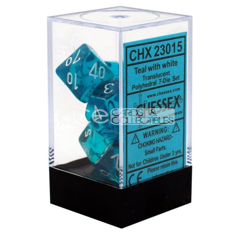 Chessex Translucent Polyhedral 7pcs Dice (Teal/White) [CHX23015]-Chessex-Ace Cards &amp; Collectibles