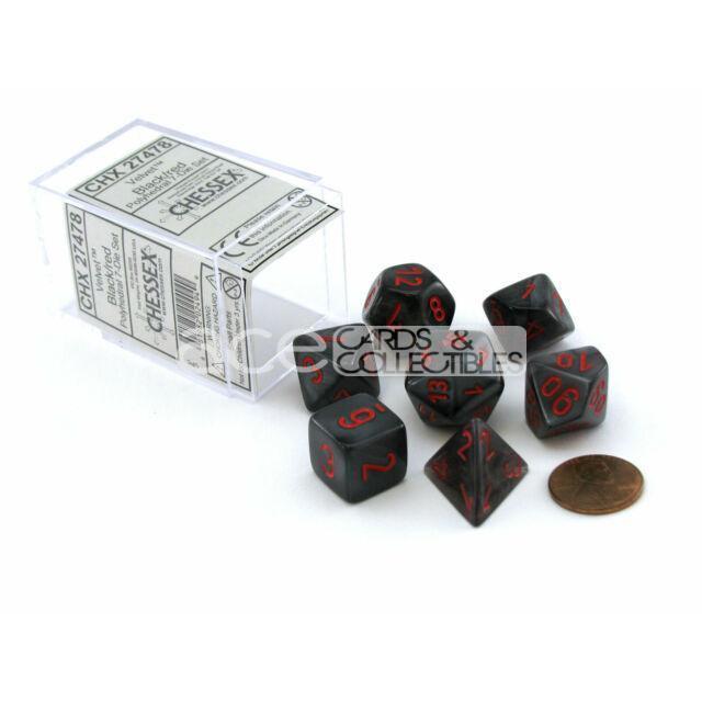 Chessex Velvet™ Polyhedral 7pcs Dice (Black/Red) [CHX27478]-Chessex-Ace Cards & Collectibles
