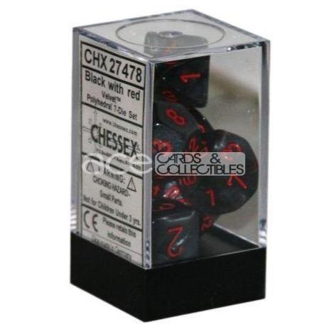 Chessex Velvet™ Polyhedral 7pcs Dice (Black/Red) [CHX27478]-Chessex-Ace Cards & Collectibles