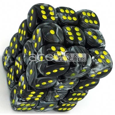 Chessex Vortex 12mm d6 36pcs Dice (Black/Yellow) [CHX27838]-Chessex-Ace Cards &amp; Collectibles