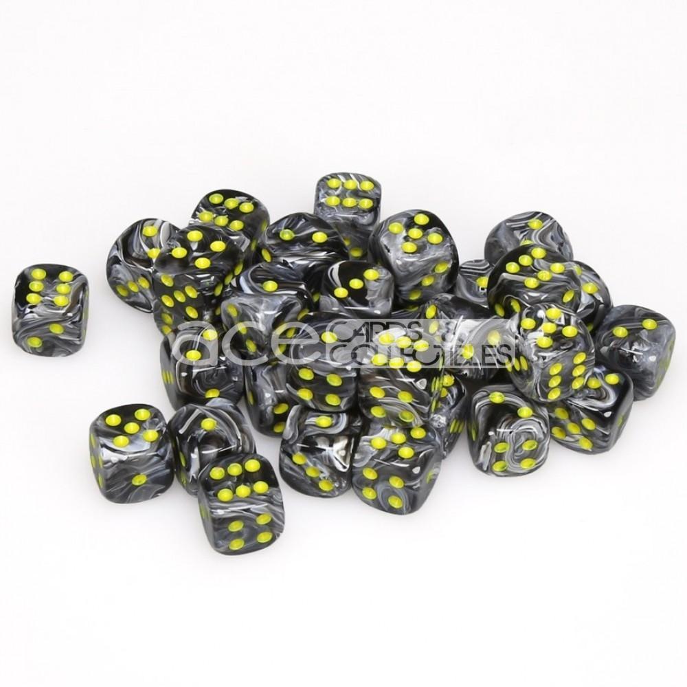 Chessex Vortex 12mm d6 36pcs Dice (Black/Yellow) [CHX27838]-Chessex-Ace Cards &amp; Collectibles