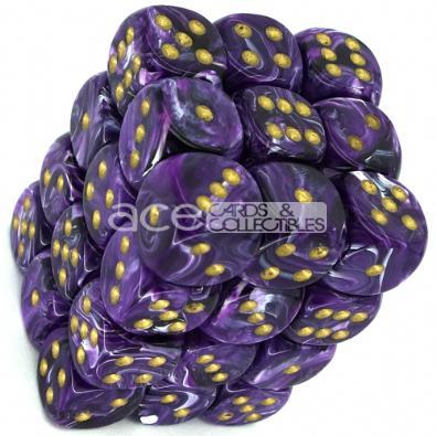 Chessex Vortex 12mm d6 36pcs Dice (Purple/Gold) [CHX27837]-Chessex-Ace Cards &amp; Collectibles