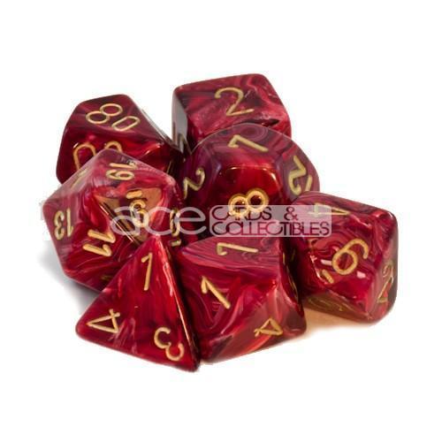 Chessex Vortex Polyhedral 7pcs Dice (Burgundy/Gold) [CHX27434]-Chessex-Ace Cards &amp; Collectibles