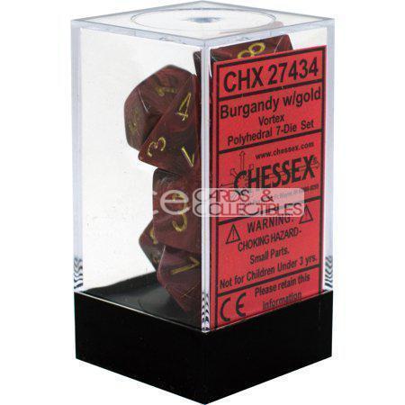 Chessex Vortex Polyhedral 7pcs Dice (Burgundy/Gold) [CHX27434]-Chessex-Ace Cards & Collectibles