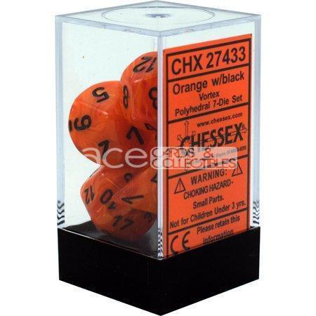Chessex Vortex Polyhedral 7pcs Dice (Orange/Black) [CHX27433]-Chessex-Ace Cards &amp; Collectibles