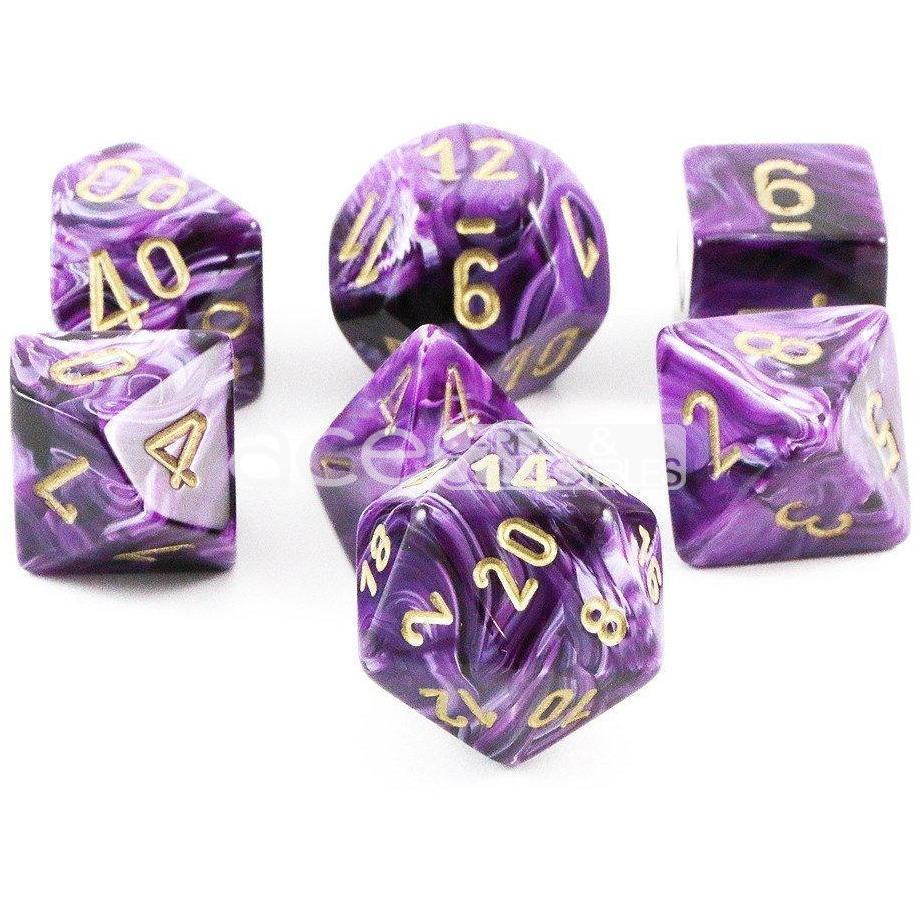 Chessex Vortex Polyhedral 7pcs Dice (Purple/Gold) [CHX27437]-Chessex-Ace Cards &amp; Collectibles