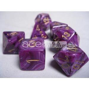 Chessex Vortex Polyhedral 7pcs Dice (Purple/Gold) [CHX27437]-Chessex-Ace Cards &amp; Collectibles