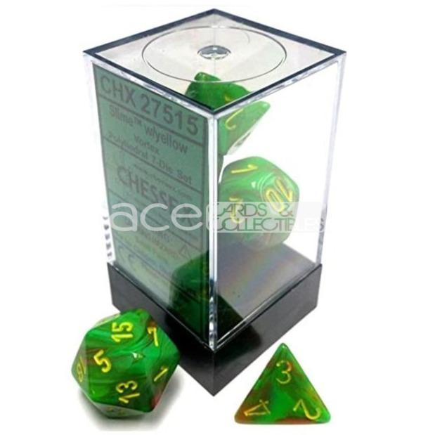 Chessex Vortex Polyhedral 7pcs Dice (Slime/Yellow) [CHX27515]-Chessex-Ace Cards &amp; Collectibles