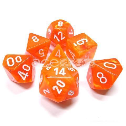 Chessex Vortex Polyhedral 7pcs Dice (Solar/White) [CHX27423]-Chessex-Ace Cards &amp; Collectibles