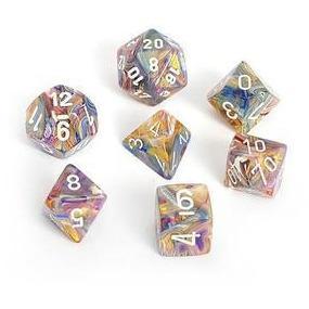 Chessx Festive™ Polyhedral 7pcs Dice (Carousel™/White) [CHX27440]-Chessex-Ace Cards &amp; Collectibles