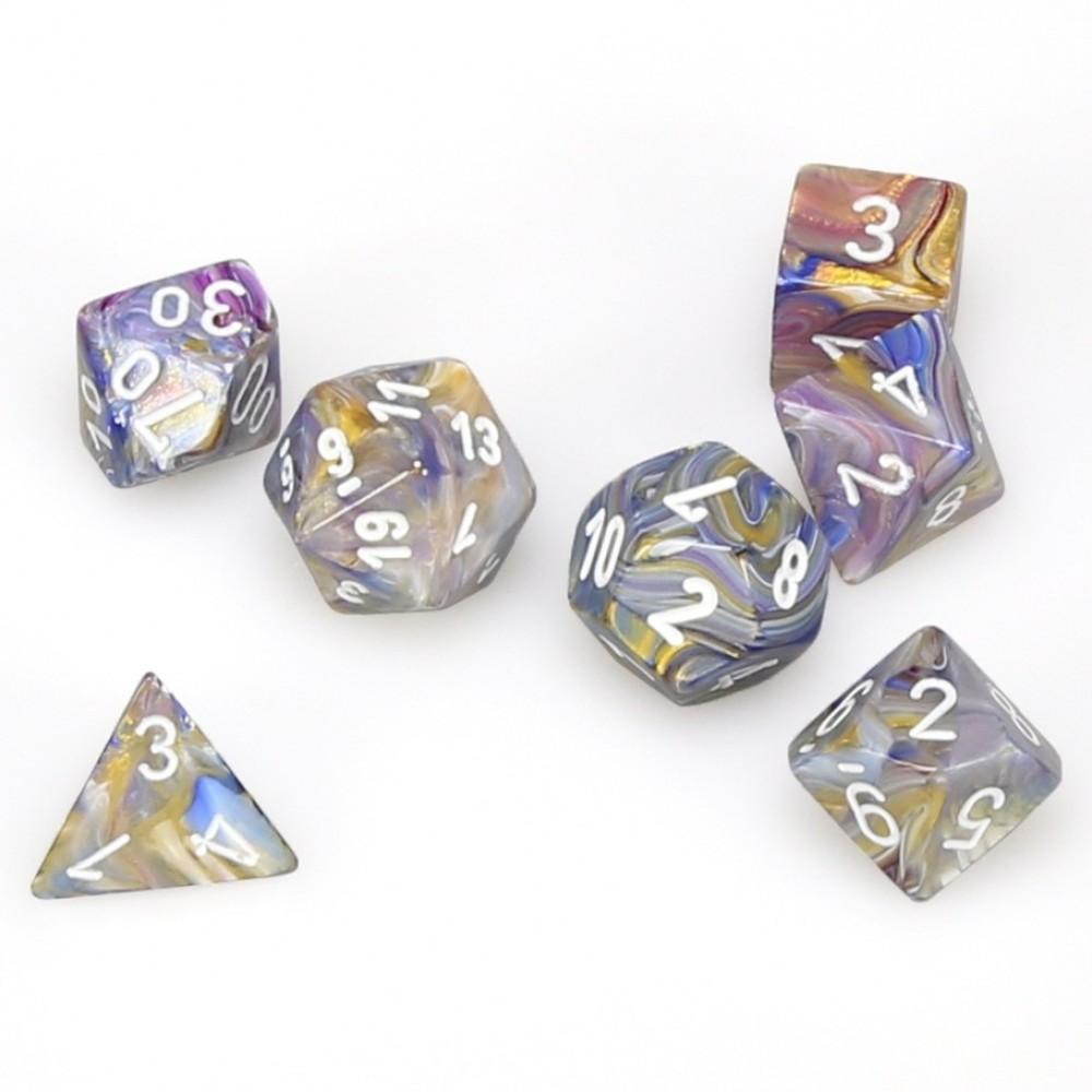 Chessx Festive™ Polyhedral 7pcs Dice (Carousel™/White) [CHX27440]-Chessex-Ace Cards &amp; Collectibles