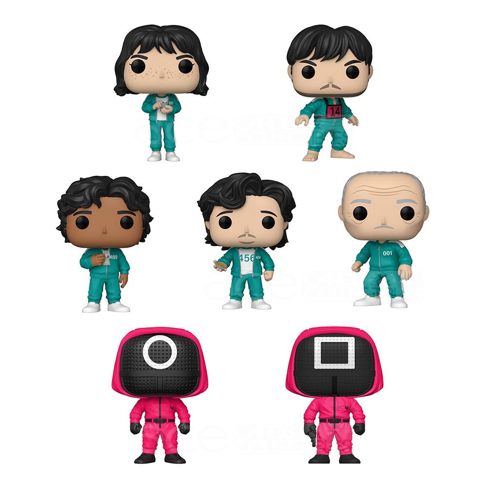 Funko Pop! TV: Squid Game (Ali / Gi-Hun / Il-nam / Sea-byeak / Sang-woo / Red Soldier - Masked Worker Circle / Masked Manager Square)-Complete Set of 7-Funko-Ace Cards & Collectibles