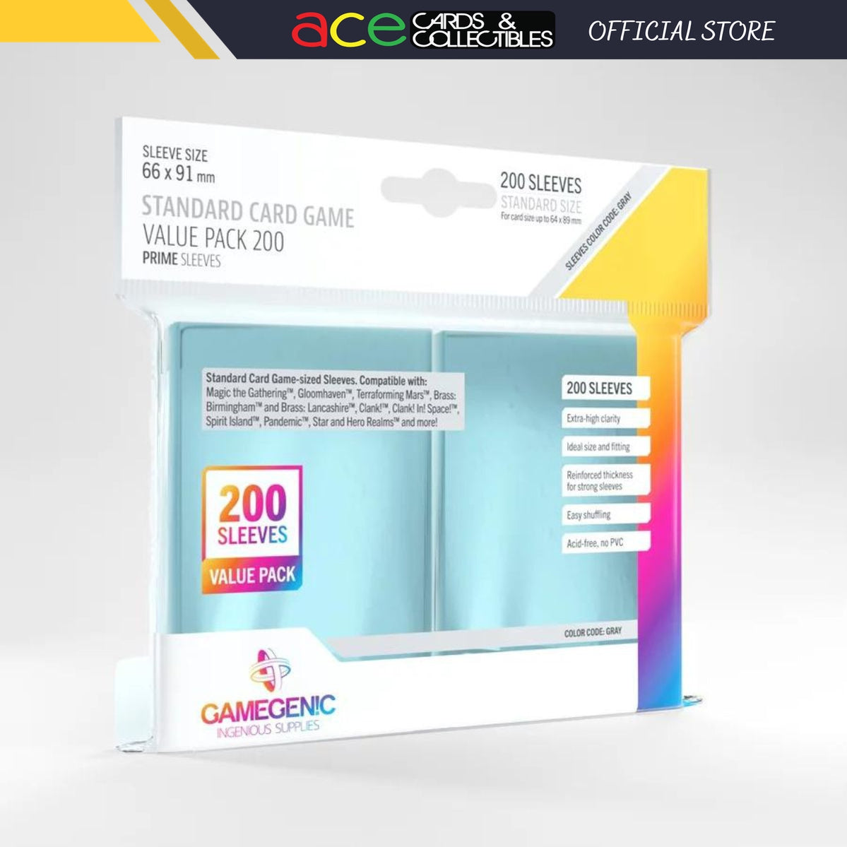 Gamegenic Sleeve Standard Card Game “Value Pack 200 ~ Prime Sleeve”-Gamegenic-Ace Cards & Collectibles