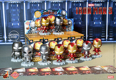 Iron Man 3: Cosbi Bobble-Head Collection &quot;Iron Man&quot;-Whole Box (Display Box of 8)-Hot Toys-Ace Cards &amp; Collectibles