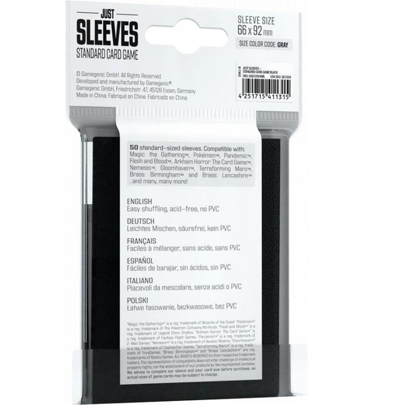 Just Sleeve Standard Size 50pcs - "Standard Black 50"-Just Sleeve-Ace Cards & Collectibles