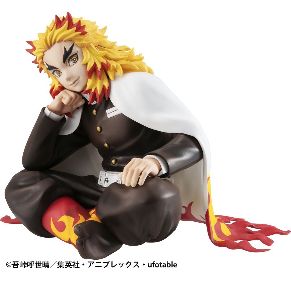 Rengoku Figure Eating Rice Balls Sitting Pose Demon Action Figures Anime  Devil Slayer Desktop Decor Collection Toy Birthday Gift for Fans