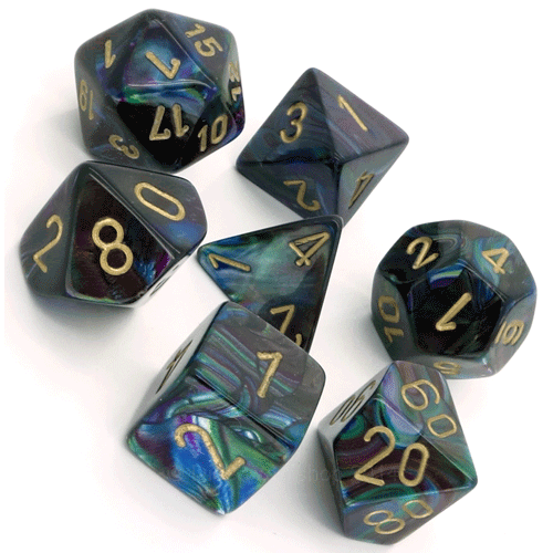 Chessex Lustrous™ Polyhedral 7pcs Dice (Shadow/Gold) [CHX27499]