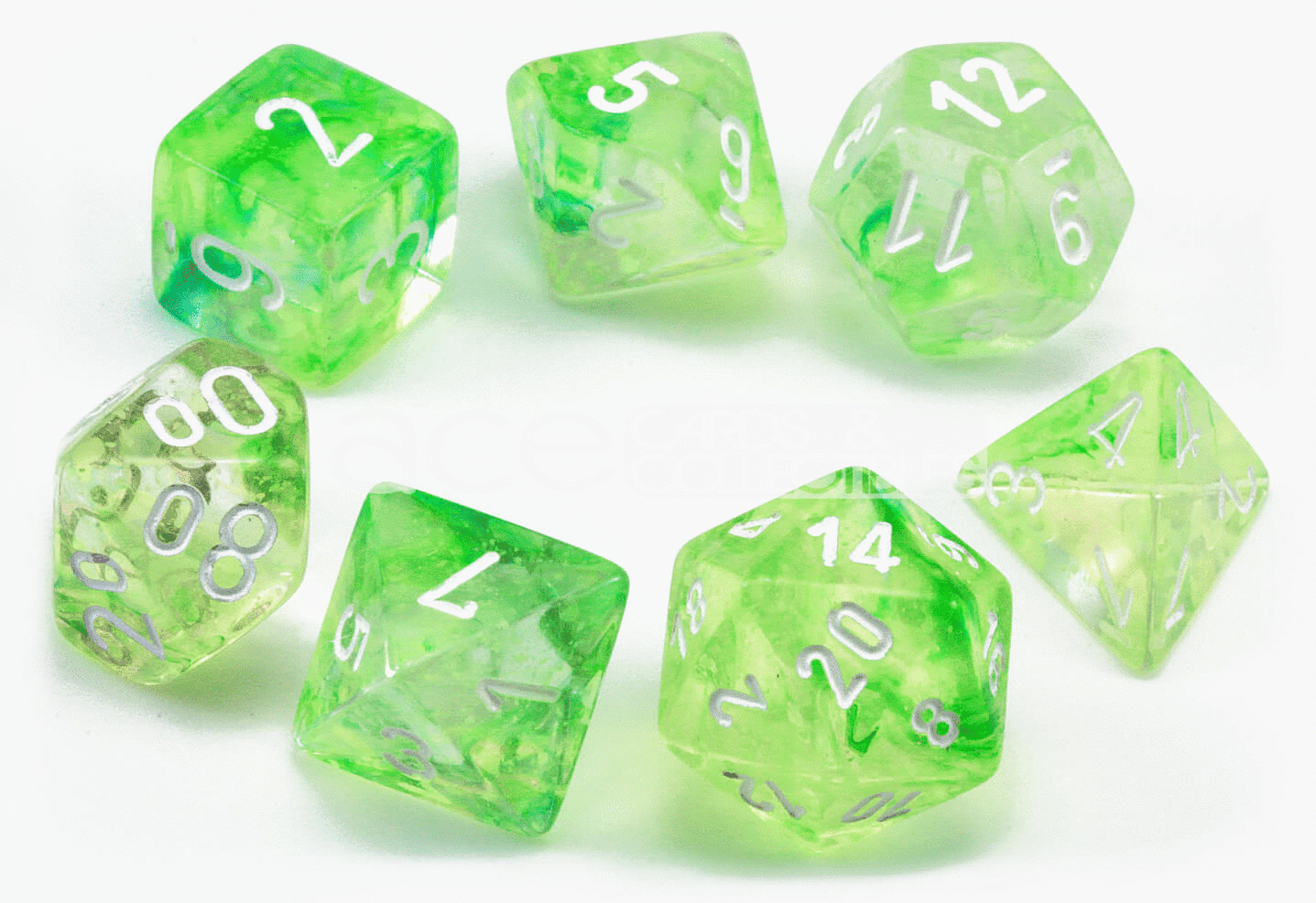 Chessex Lab Dice Nebula Polyhedral 7pcs Dice (Spring/White) [CHX30018]-Chessex-Ace Cards & Collectibles