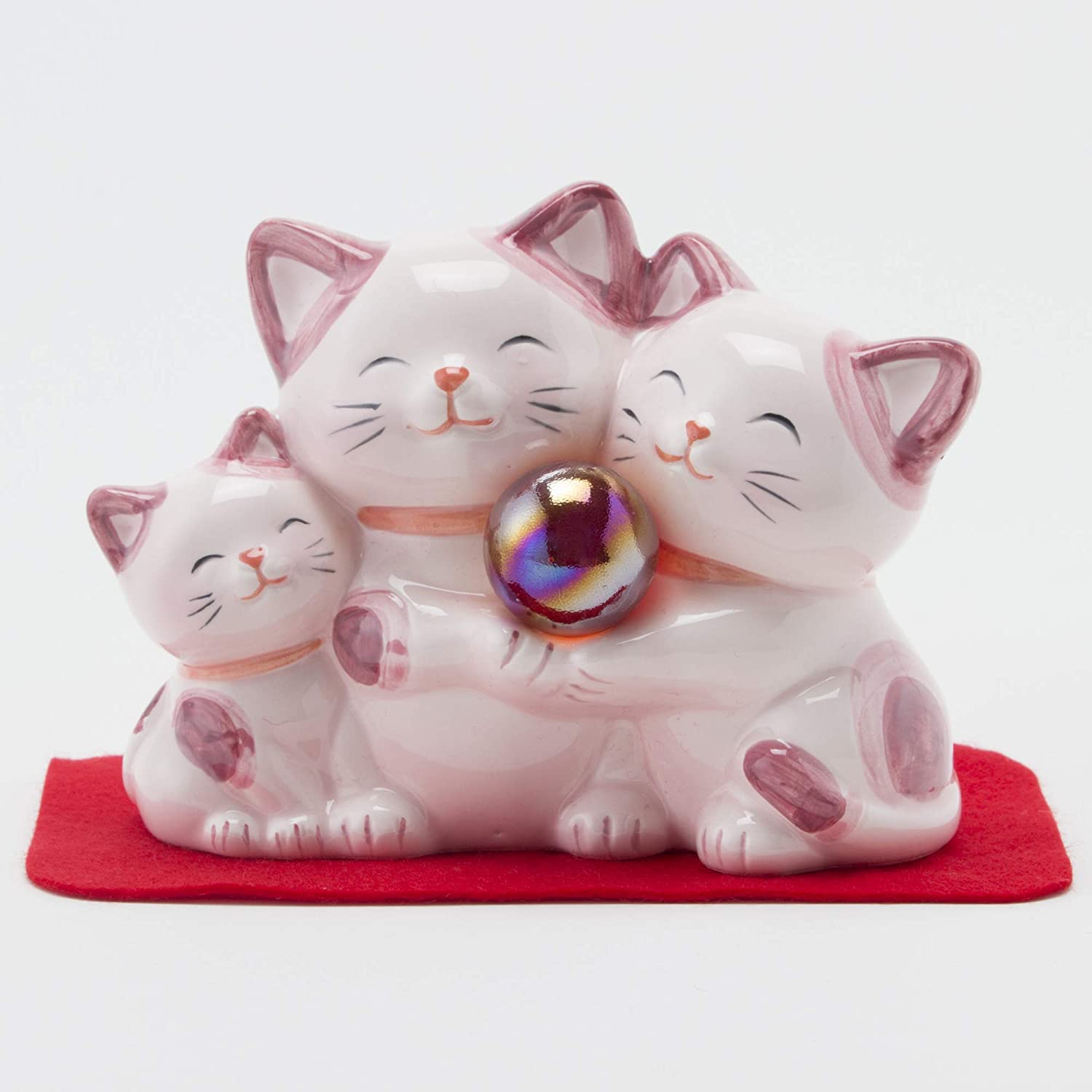 Feng Shui Happy Cat Family Pink-Sun Art-Ace Cards & Collectibles