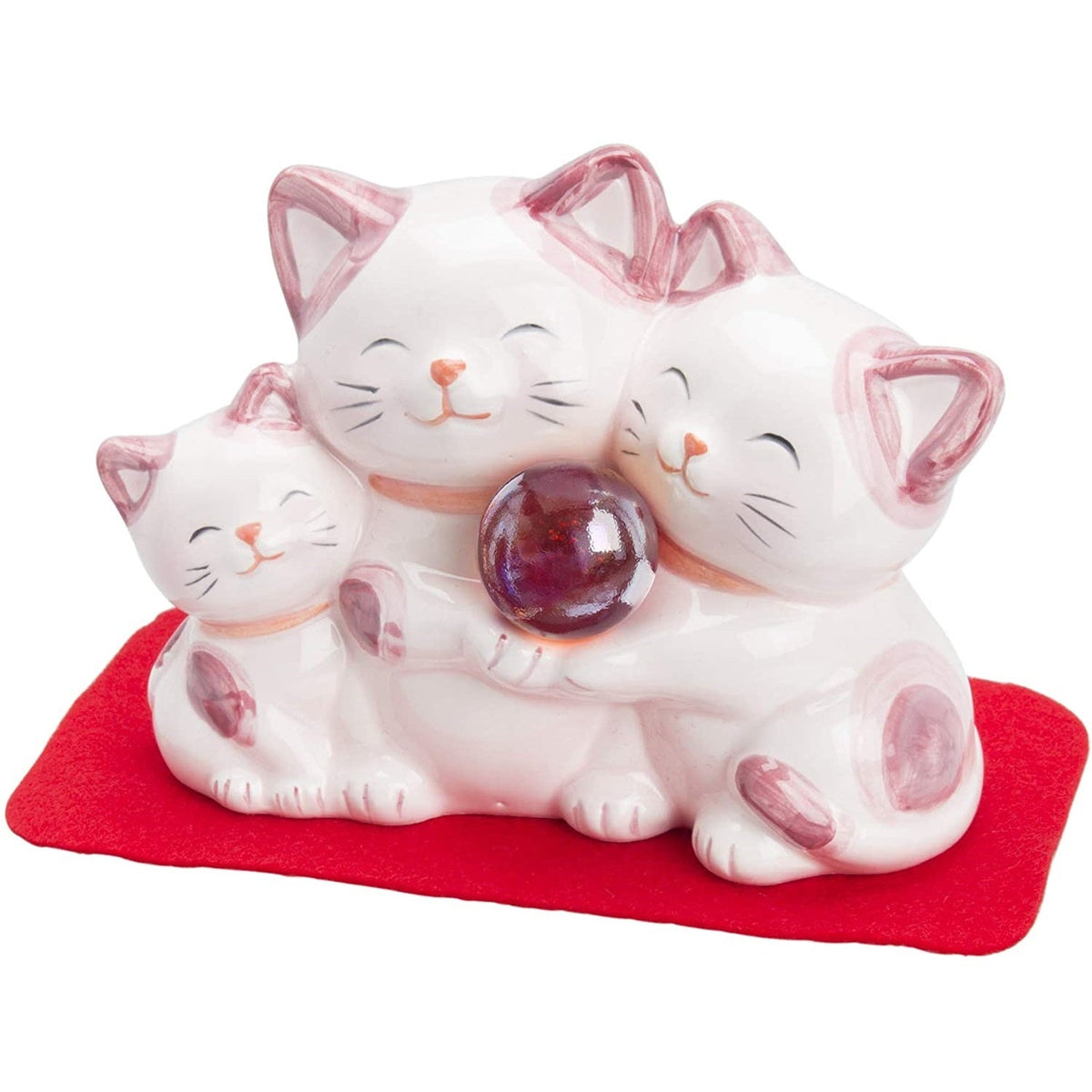 Feng Shui Happy Cat Family Pink-Sun Art-Ace Cards & Collectibles