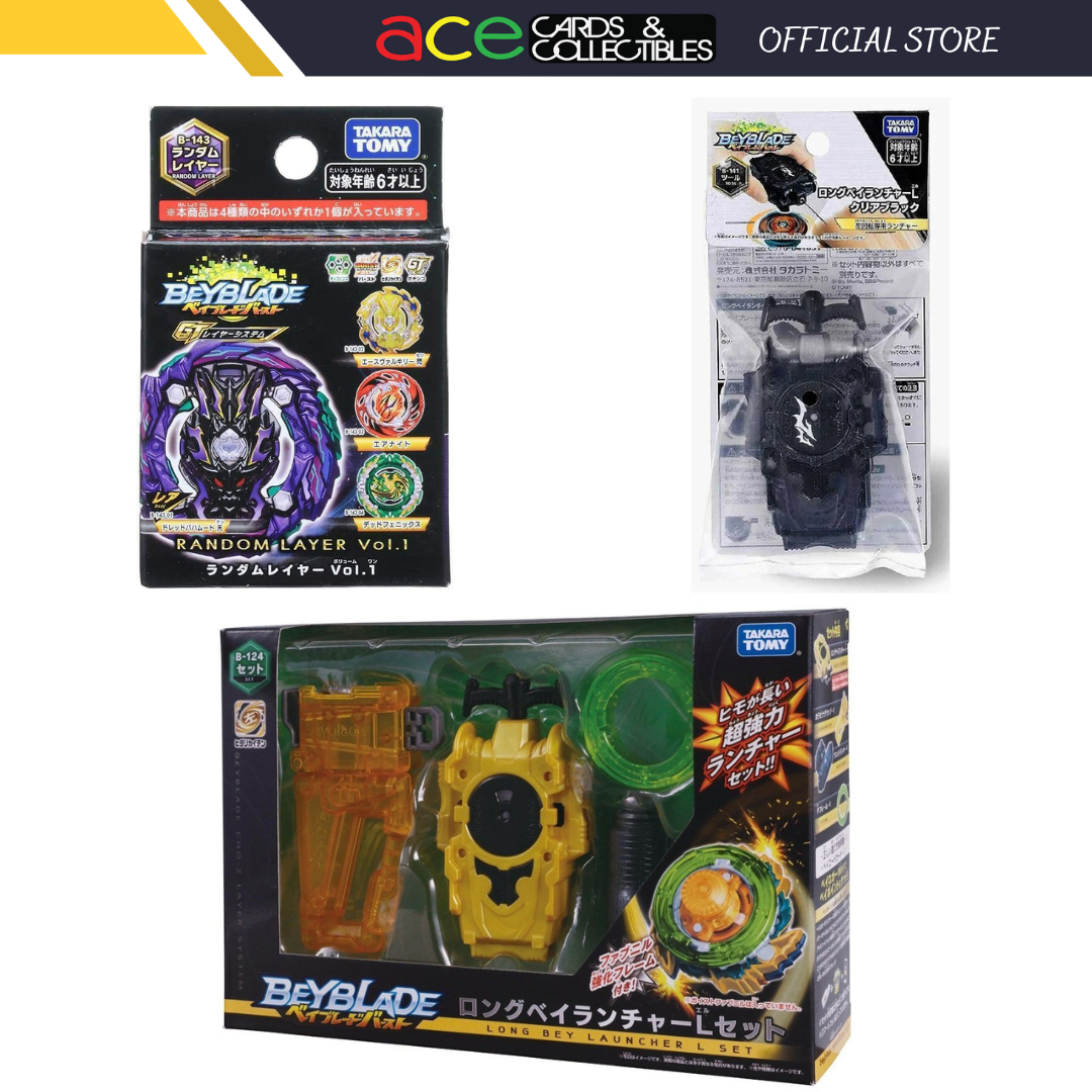 Beyblade Burst [B-124 / B-141 / B143]-Beyblade Burst B-124 Long Bey Launcher L Set-Takara Tomy-Ace Cards &amp; Collectibles