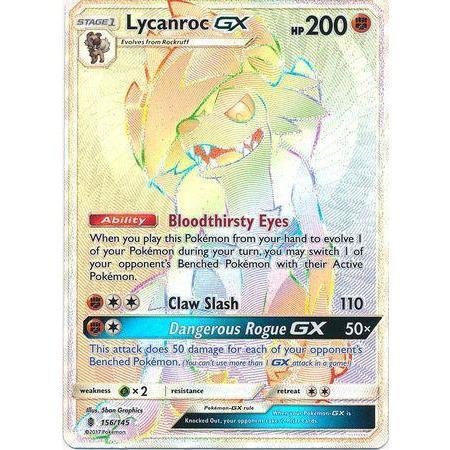 Lycanroc GX -Single Card-Hyper Rare [156/145]-The Pokémon Company International-Ace Cards &amp; Collectibles