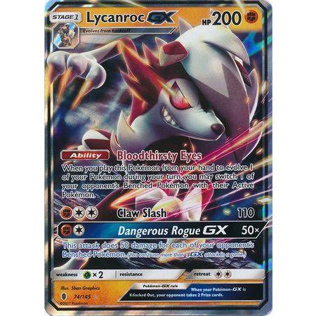 Lycanroc GX -Single Card-Ultra Rare [74/145]-The Pokémon Company International-Ace Cards &amp; Collectibles